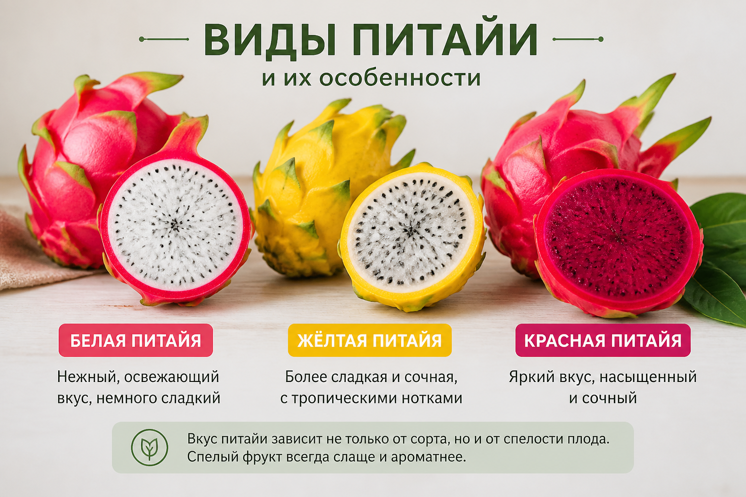 Какие виды питайи существуют и чем они отличаются — иллюстрация к статье «драконий фрукт какой вкуснее»