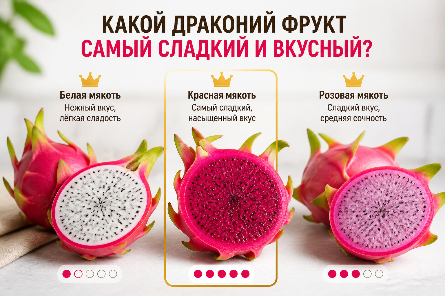 Какой драконий фрукт самый сладкий и вкусный — иллюстрация к статье «драконий фрукт какой вкуснее»