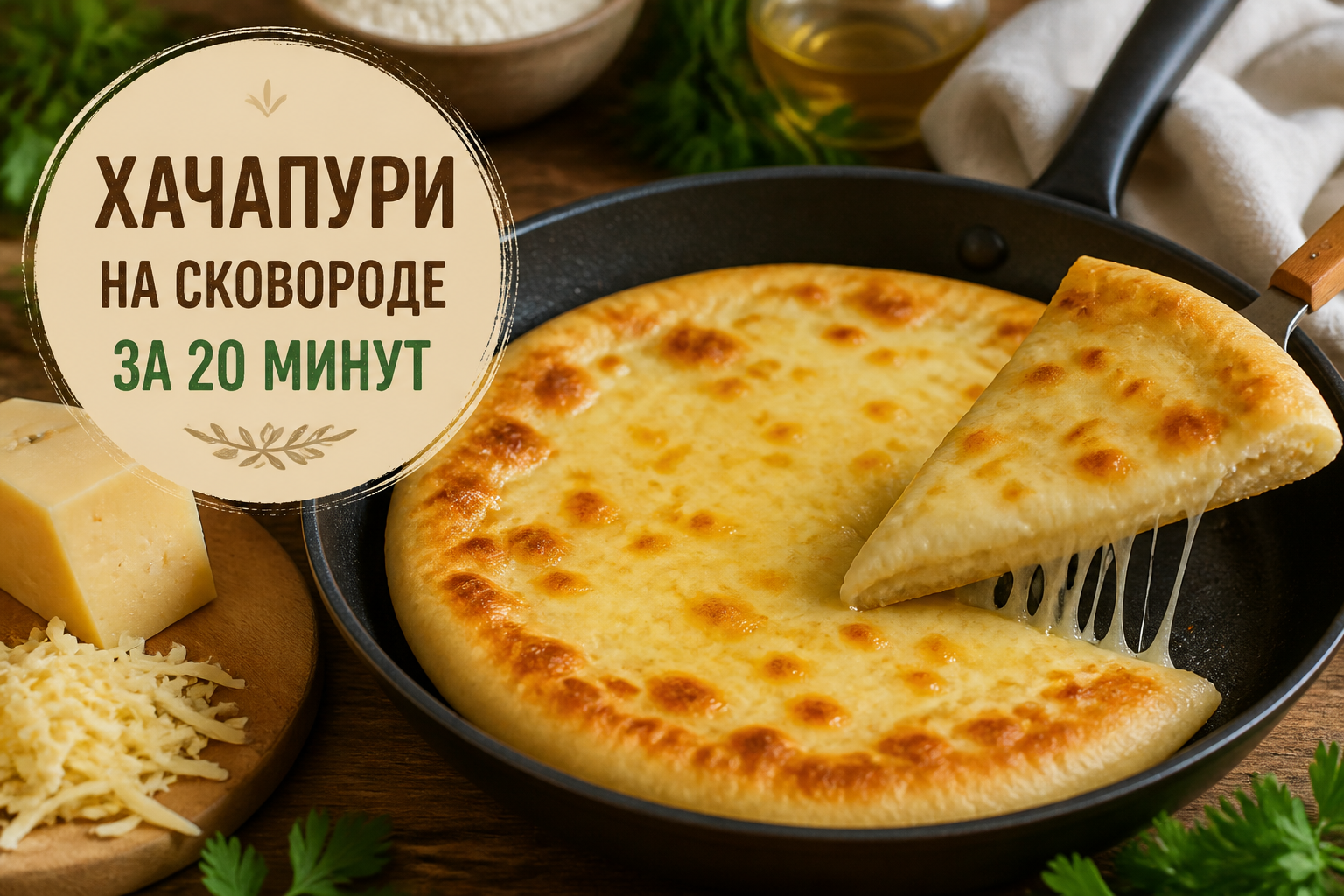 Хачапури на сковороде за 20 минут — иллюстрация к статье «быстрые и вкусные хачапури»