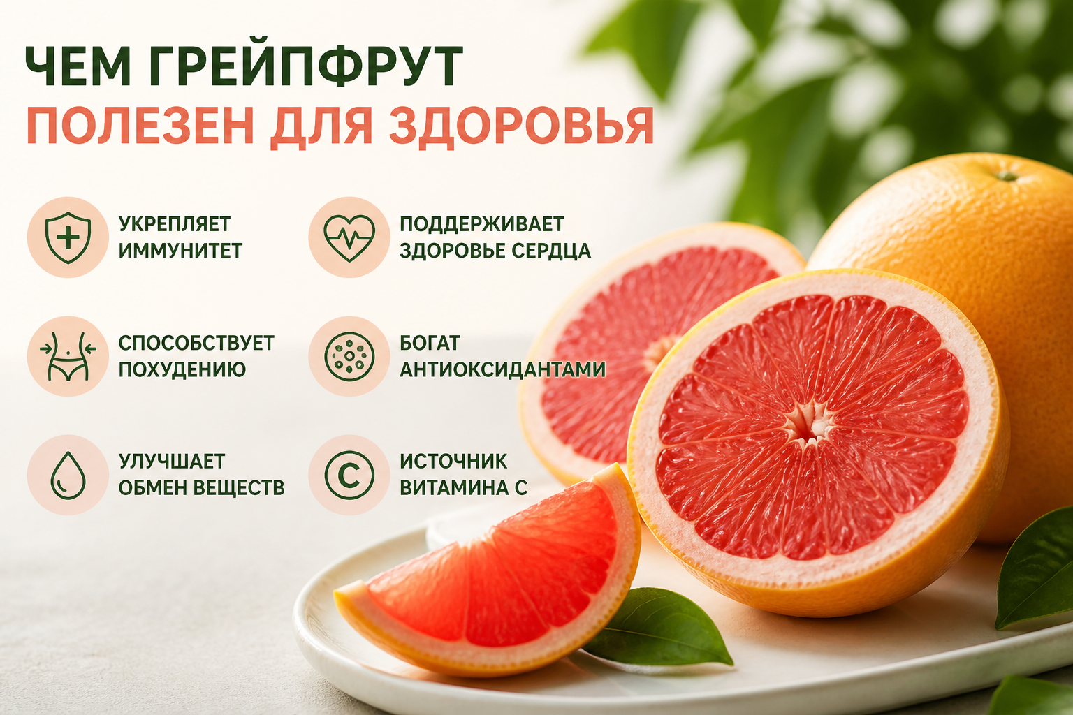 Чем грейпфрут полезен для здоровья — иллюстрация к статье «грейпфрут поьза, какие элементы»