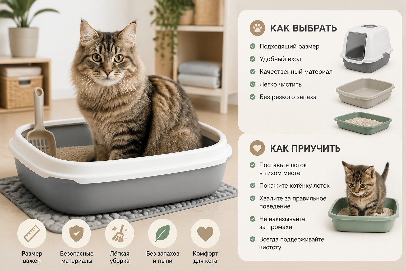 лоток для кота как выбрать и приучить — иллюстрация к статье «лоток для кота как выбрать и приучить»