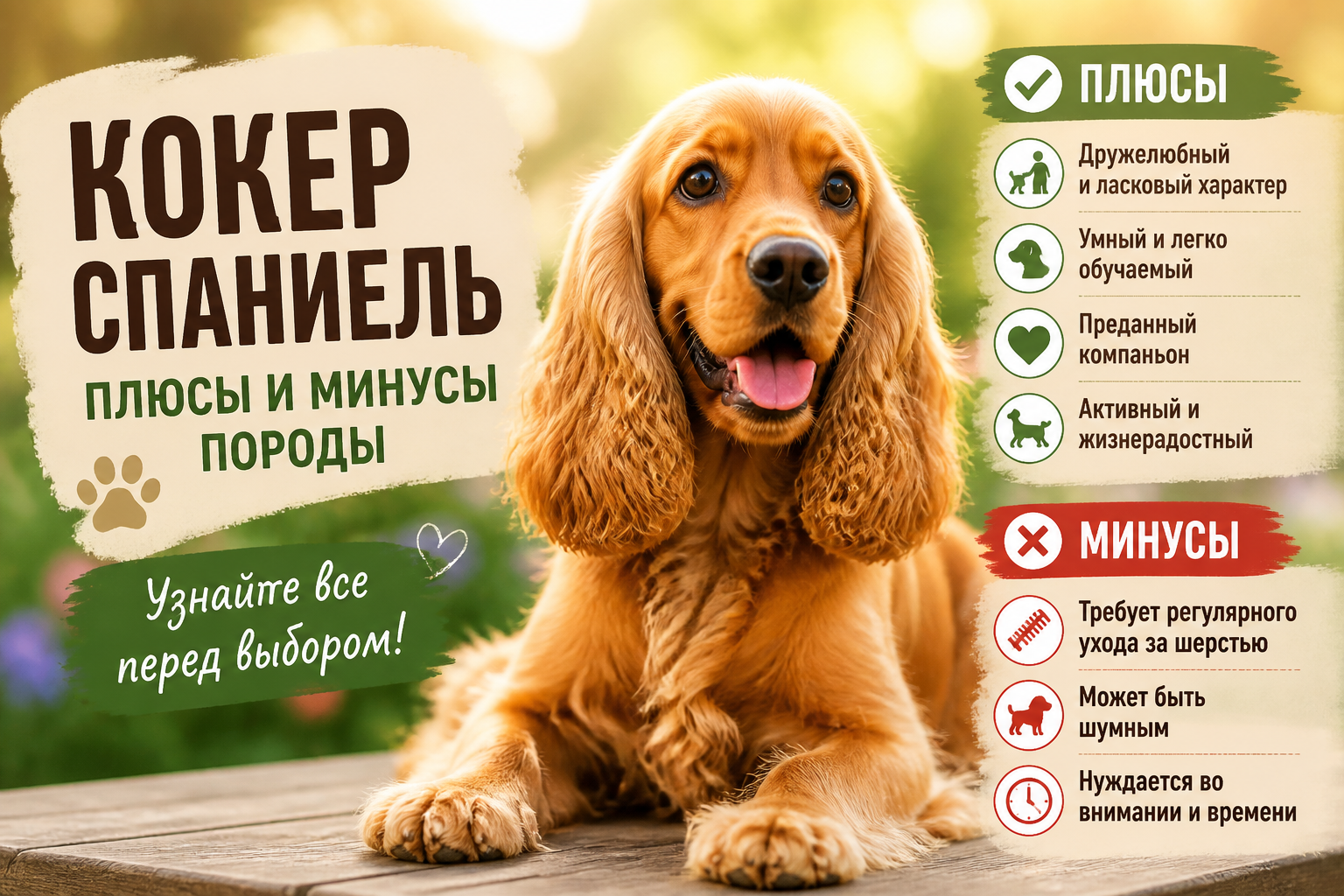 Кокер спаниель: плюсы и минусы породы для владельца